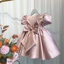 Little Girls Puff Sleeves Elegant Baptism Party Dresses