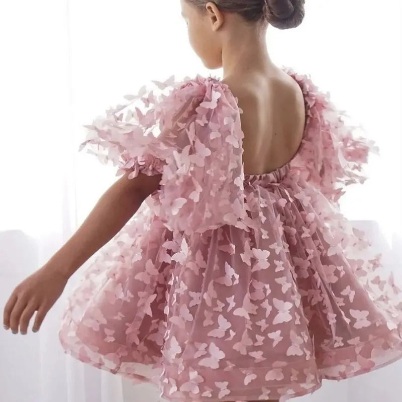 Little Girl Butterfly Design Pageant Party Birthday Dresses childrensterritory