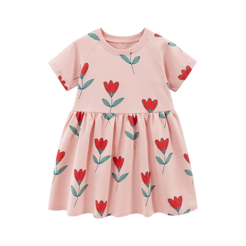 Kids Girls Korean Style Floral Print Summer Party Dress childrensterritory