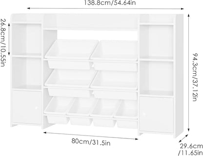 55-inch Toy Storage Organizer Featuring 8 Toy Bins and Shelves childrensterritory