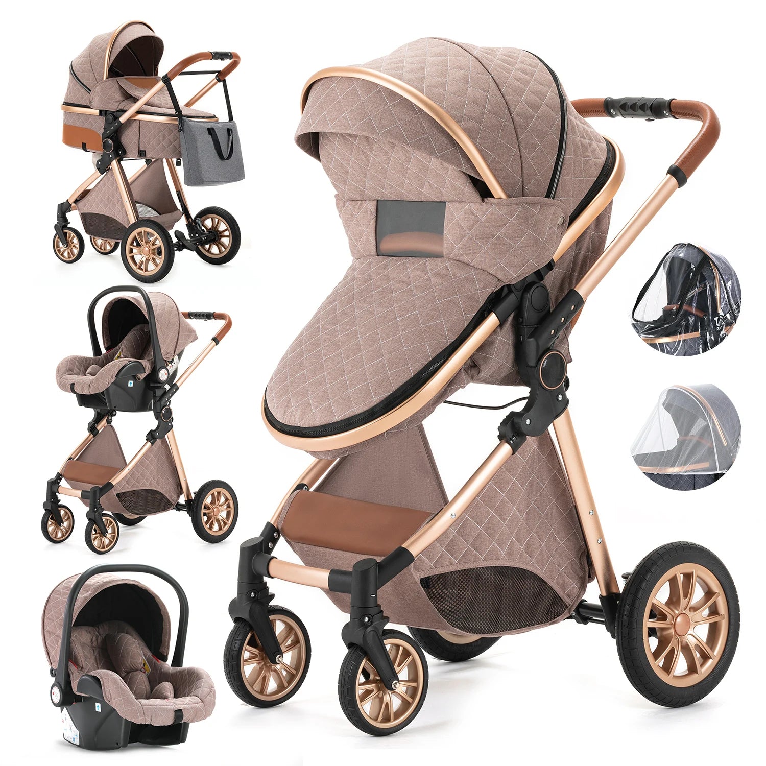 3 in 1 Portable High Landscape Luxury Baby Stroller