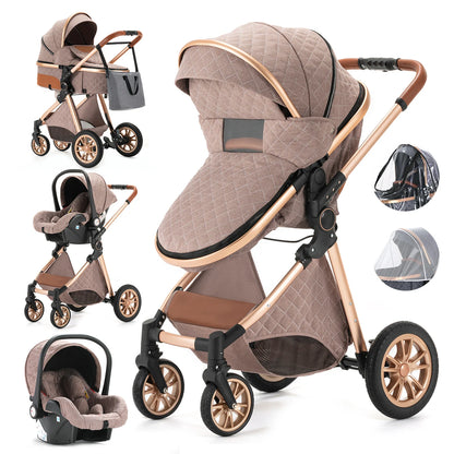 3 in 1 Portable High Landscape Luxury Baby Stroller