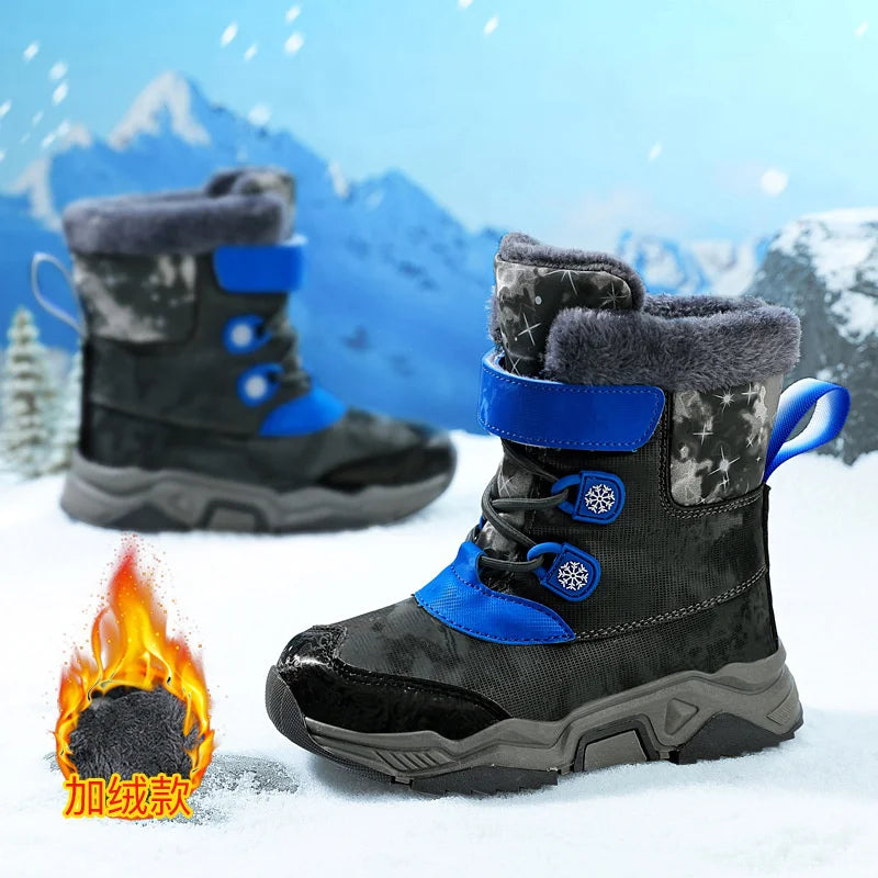 Kids Anti Slip Waterproof Plush Warm Snow Boots