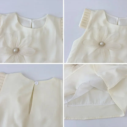 3D Flower Design Kids Girls Summer Party Dresses childrensterritory