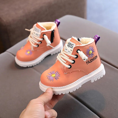 Baby/Kids Girls Boys PU Leather Lace-Up Ankle Boots childrensterritory
