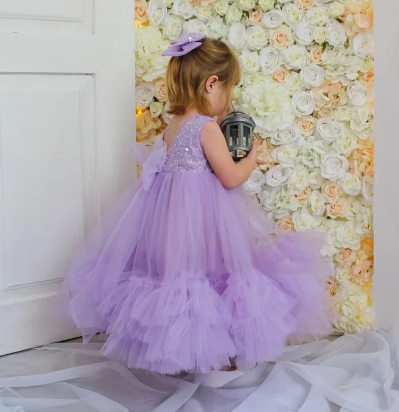 Lavender Layered Tulle Sequin Baby/Kid Girl Birthday Dress childrensterritory