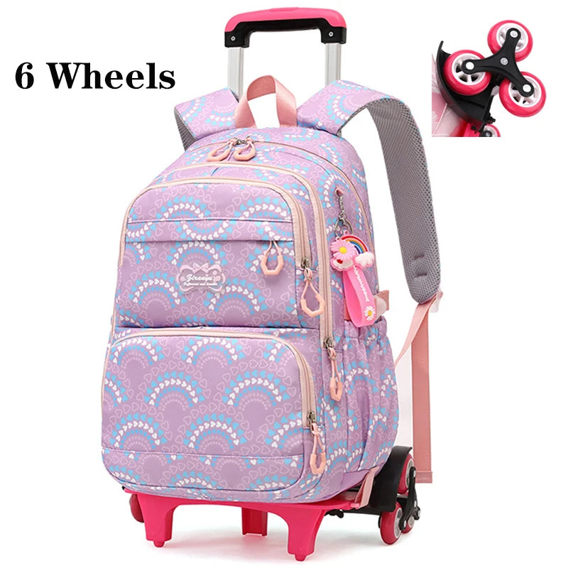 Waterproof Printed School Bags Set with or without Wheels for Kids