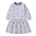 Little Girls Cartoon Striped Casual Cotton Dress childrensterritory