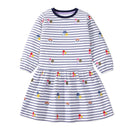 Little Girls Cartoon Striped Casual Cotton Dress childrensterritory
