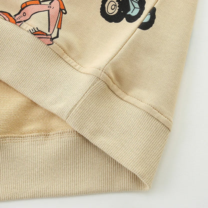 Boys Excavator Cartoon Print Casual Sweatshirts childrensterritory