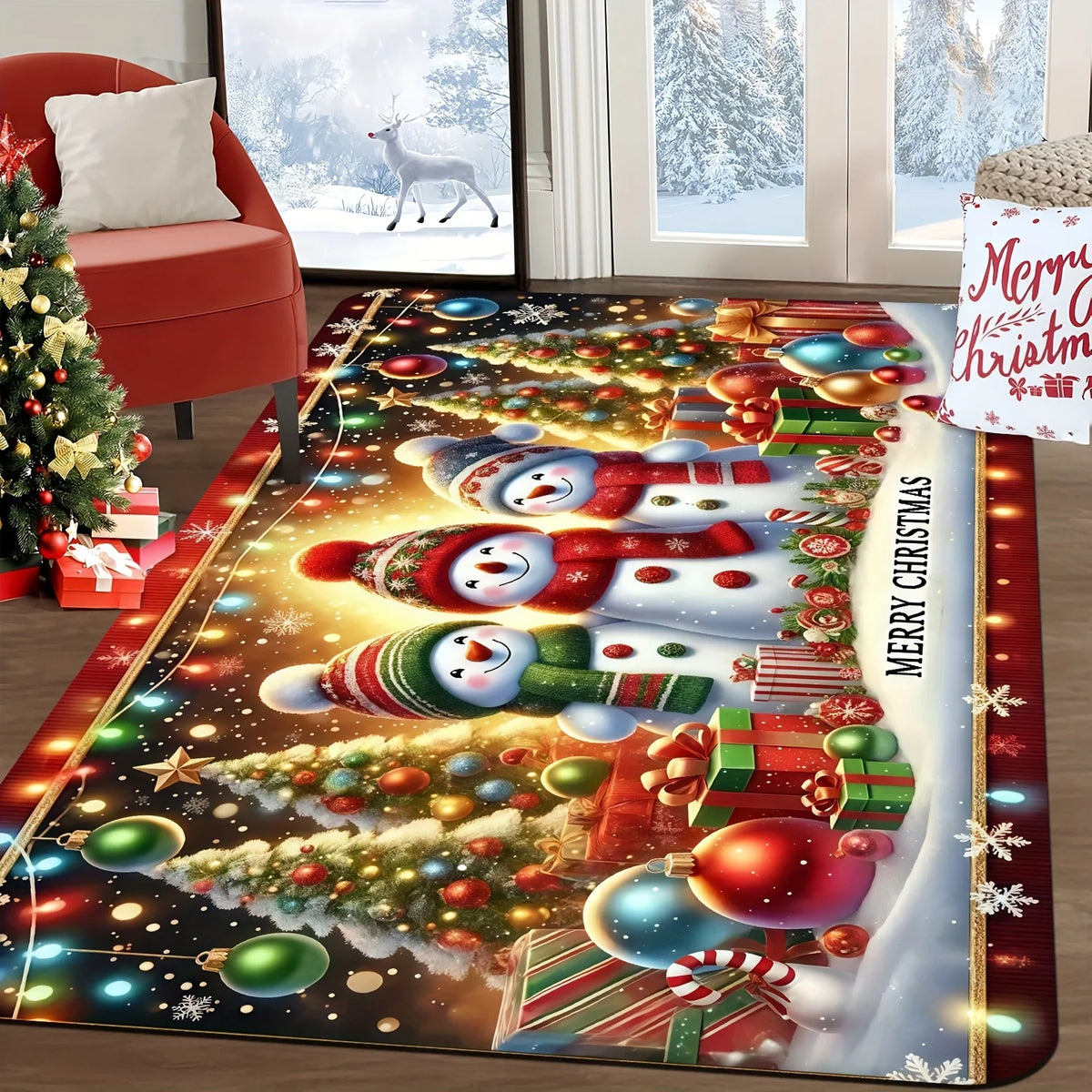 Large Non-Slip Christmas Carpet for Home Decor