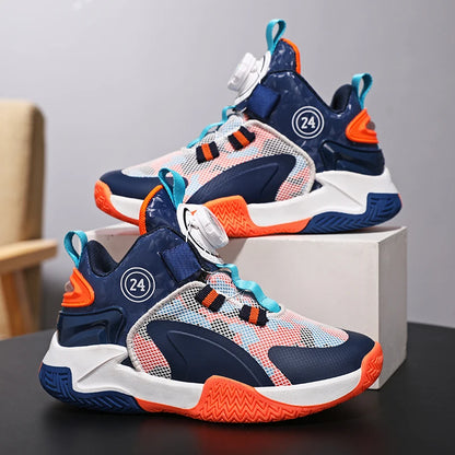 Kids Boys Non-slip No Tie Shoelaces Basketball Sneakers childrensterritory