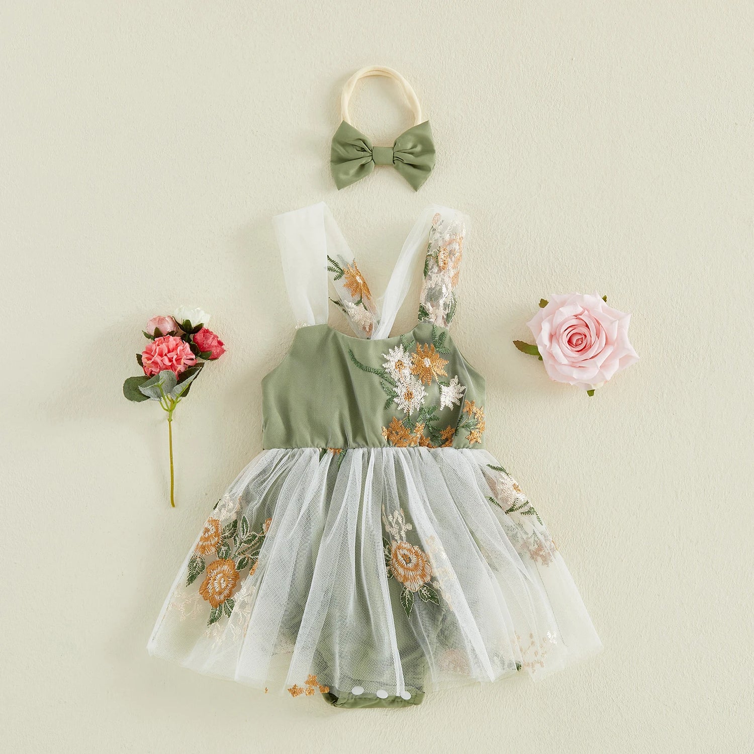 Floral Embroidery Baby Girls&