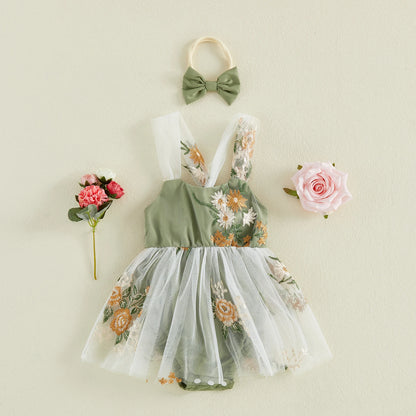 Floral Embroidery Baby Girls&