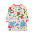 Kids Girls Cute Animals Design Long Sleeve Warm Dresses