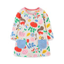 Kids Girls Cute Animals Design Long Sleeve Warm Dresses