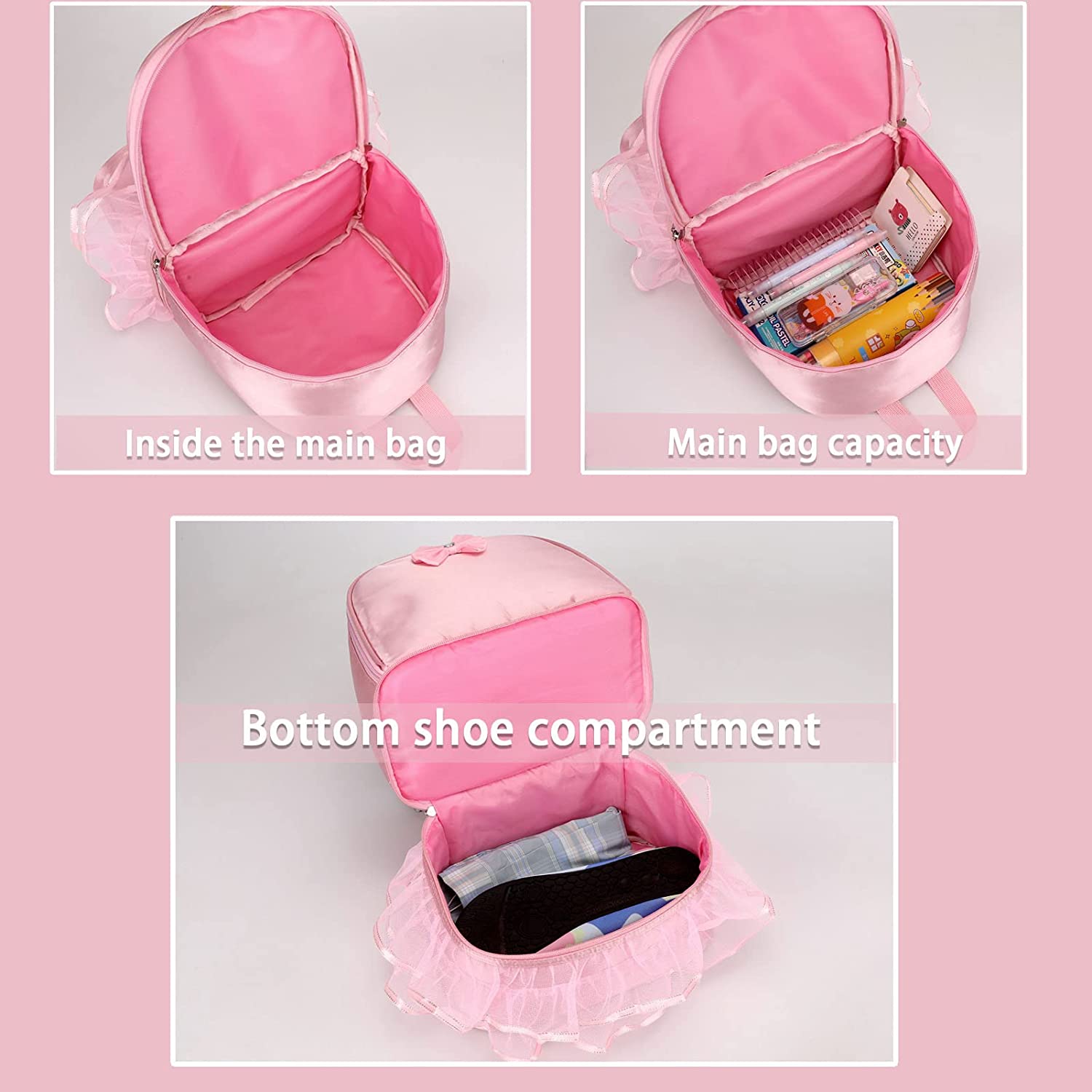 Little Girls Ballerina Dance Backpack with Shoe Compartment childrensterritory