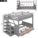 Full Size Convertible Wooden Bunk Bed with Storage Staircase childrensterritory