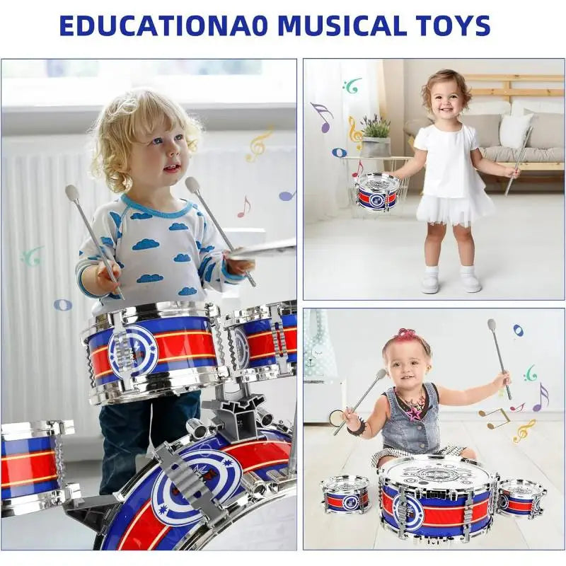 Kids Musical Instruments Toy- Mini Jazz Drum Set with Stool