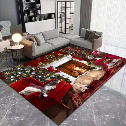 Large Non-Slip Christmas Carpet for Home Decor