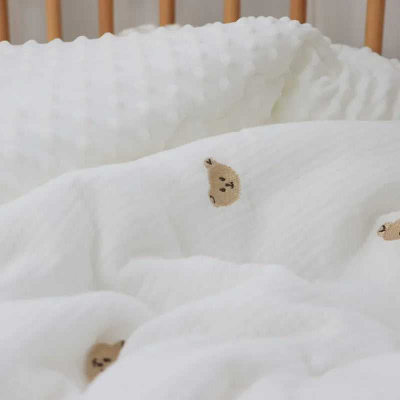 Baby Embroidered Crib Blanket with Filler For Winter