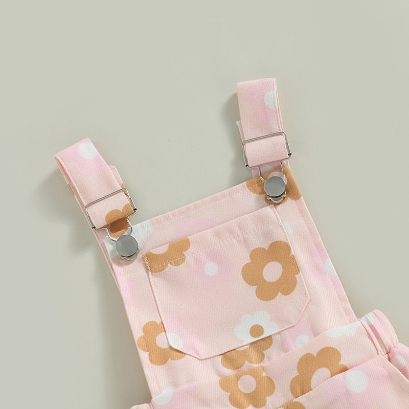 Floral Print Sleeveless Kids Girl Suspenders Jumpsuit childrensterritory