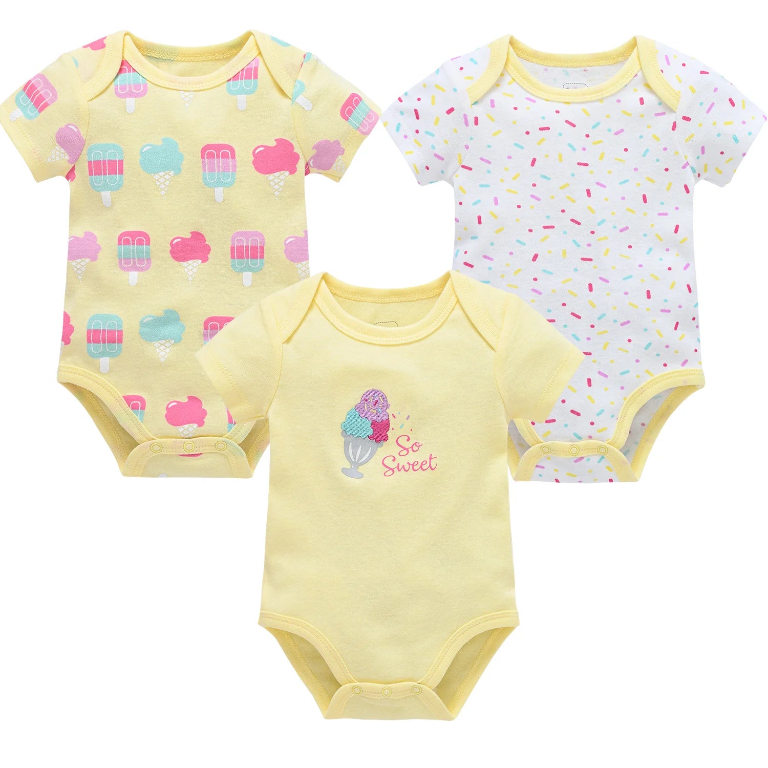 3PCS/Lot Newborn Baby Cartoon Printed Summer Romper