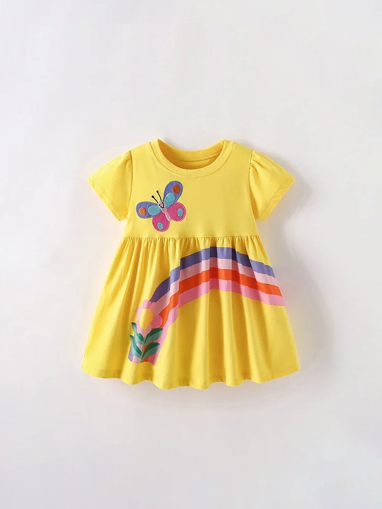 Kids Girls Floral and Butterfly Print Cotton Princess Dress