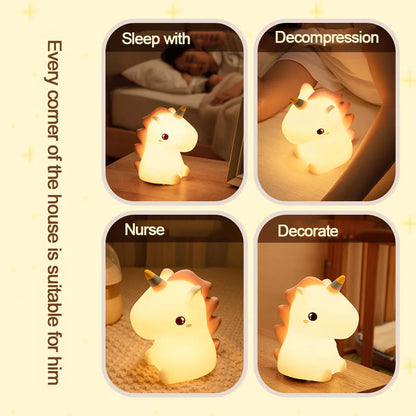 Cute Unicorn Design Silicone LED Night Light For Kids Room childrensterritory