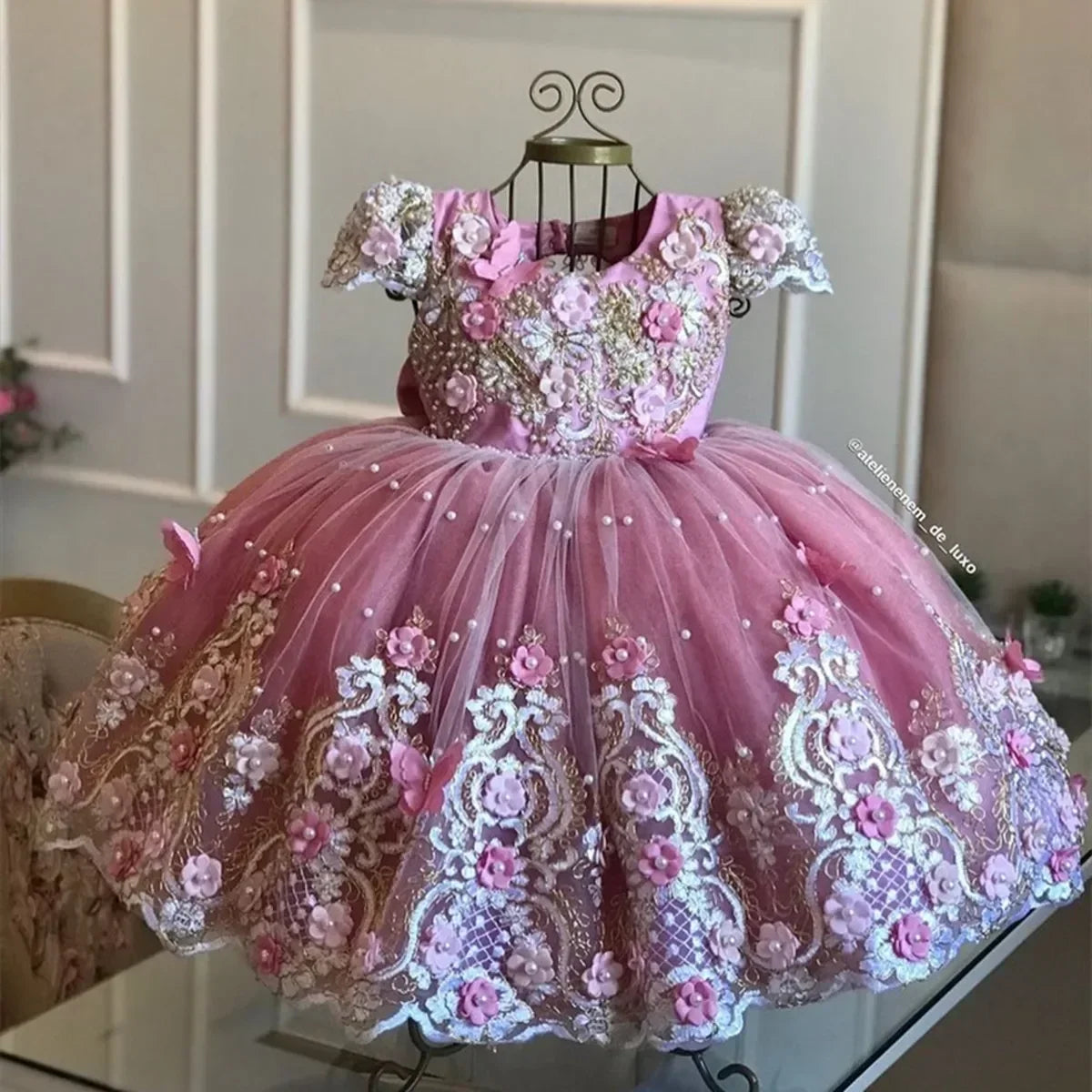 Baby/Kid Girl Off Shoulder Birthday Party Flower Dress