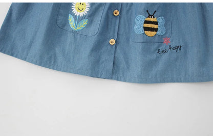 Kids Girls Floral Summer Casual Jeans Dresses childrensterritory