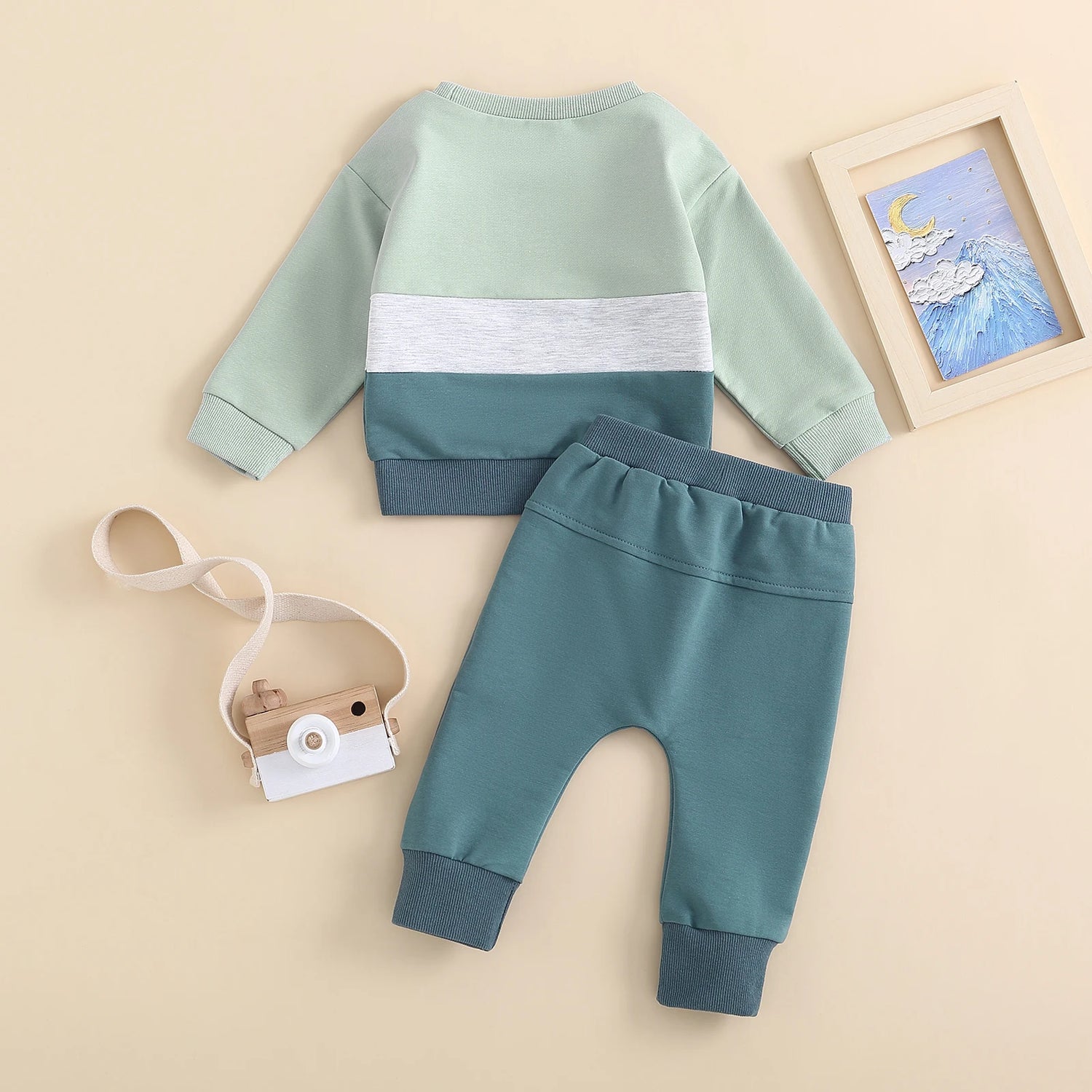 Infant Boys Contrast Color Sweatshirts and Long Pants Set