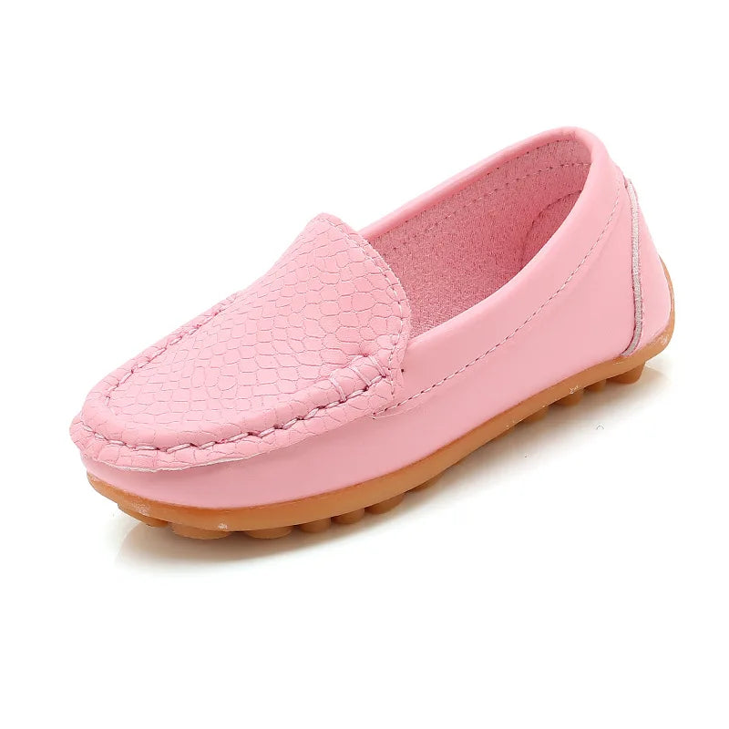 Kids Casual Style Slip On Leather Loafers