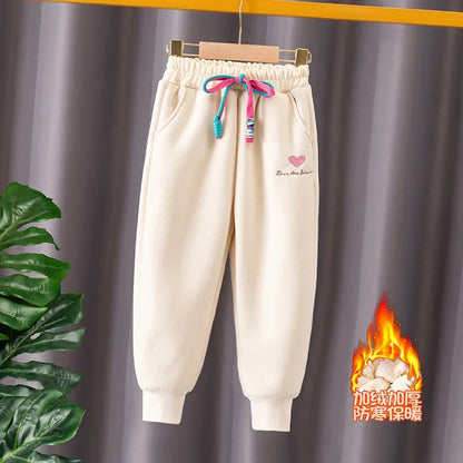 Thick Warm Fleeced Love Print Kids Sweatpants childrensterritory