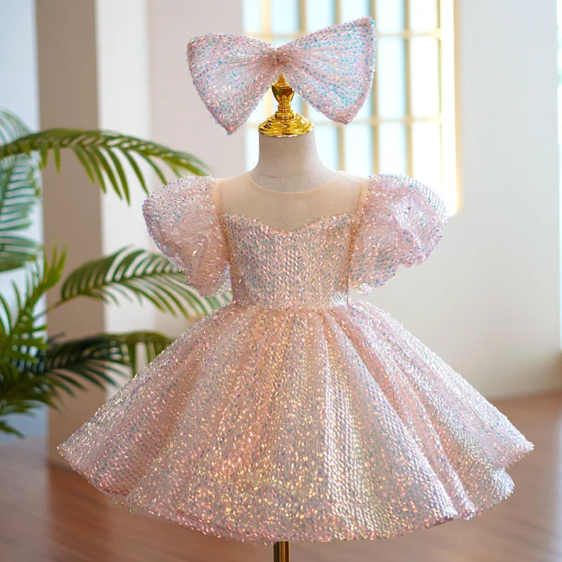 Baby/Kid Girls Feather Sequins Tutu Birthday Party Dress childrensterritory
