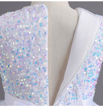 Kids Girls Sequins Design Fluffy Princess Party Trailing Dresses