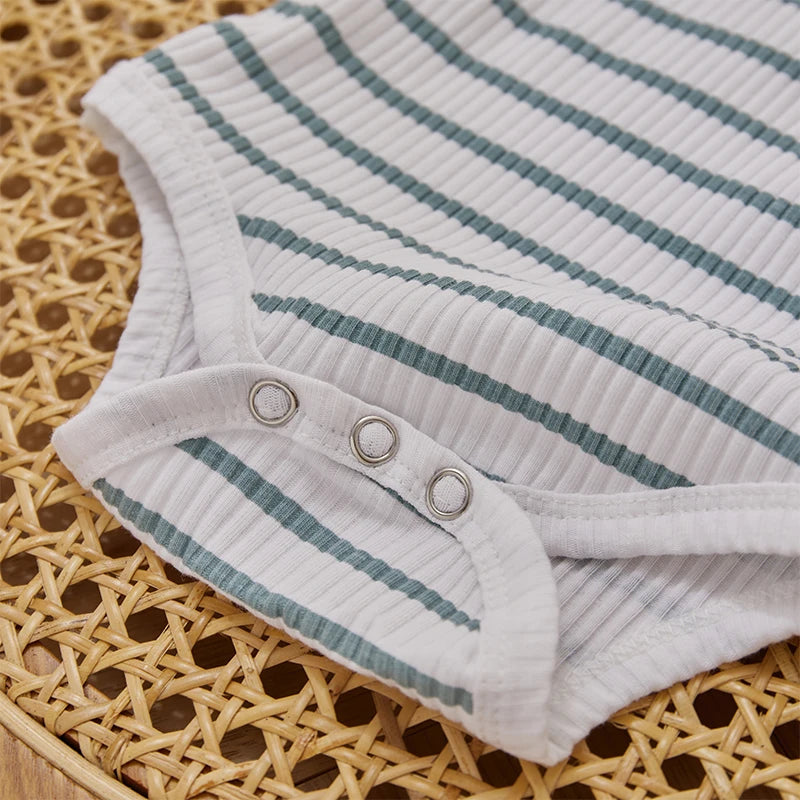 Ribbed Stripe Soft Cotton Romper Pants for Baby childrensterritory