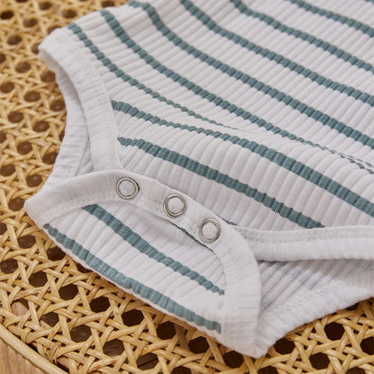 Ribbed Stripe Soft Cotton Romper Pants for Baby childrensterritory