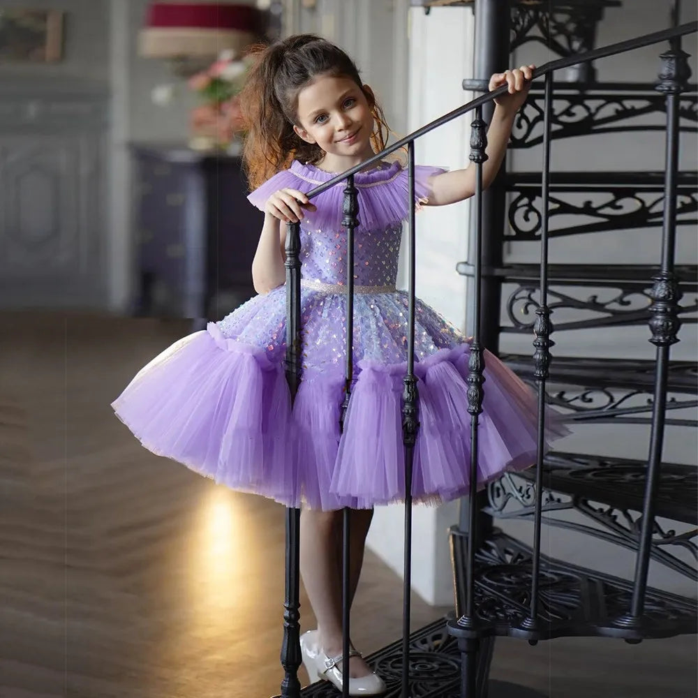 A-Line Glitter Sequined Little Girls Princess Party Dress childrensterritory