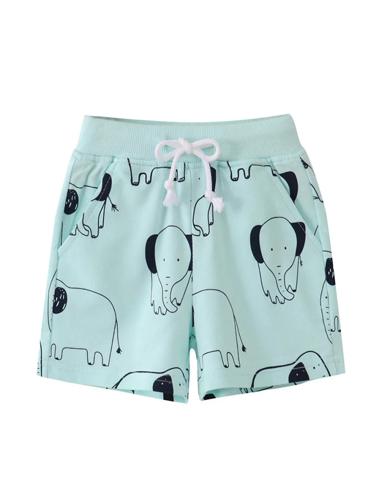 Cartoon Print Summer Drawstring Shorts For Boys Girls