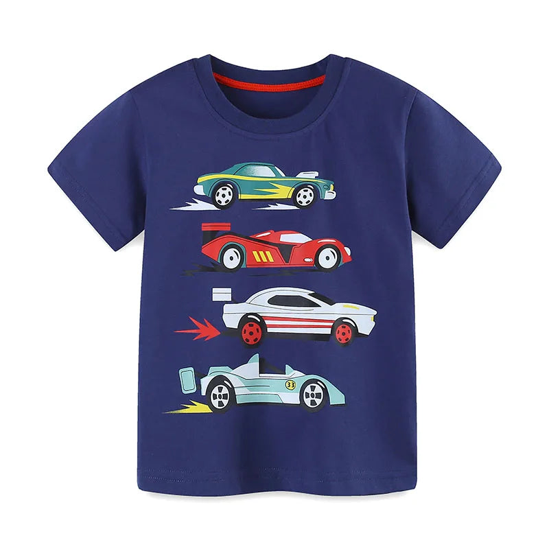 Kids Boys Cartoon Vehicles Cars Print Summer T Shirts childrensterritory