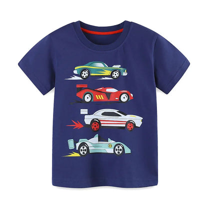 Kids Boys Cartoon Vehicles Cars Print Summer T Shirts childrensterritory