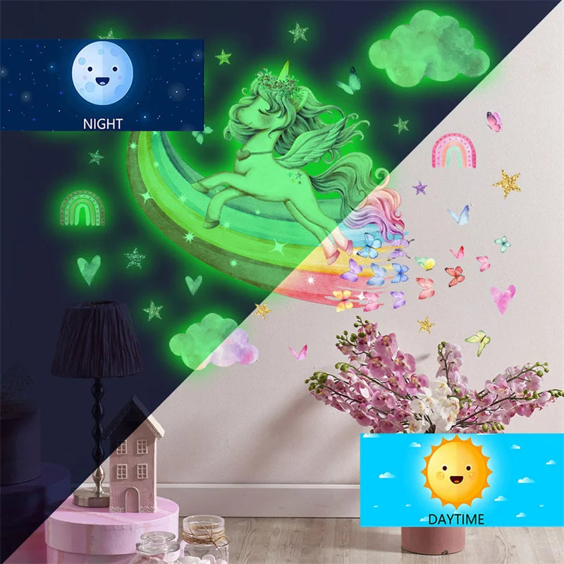 Shine In The Dark Unicorn Stars Wall Stickers for Bedroom childrensterritory