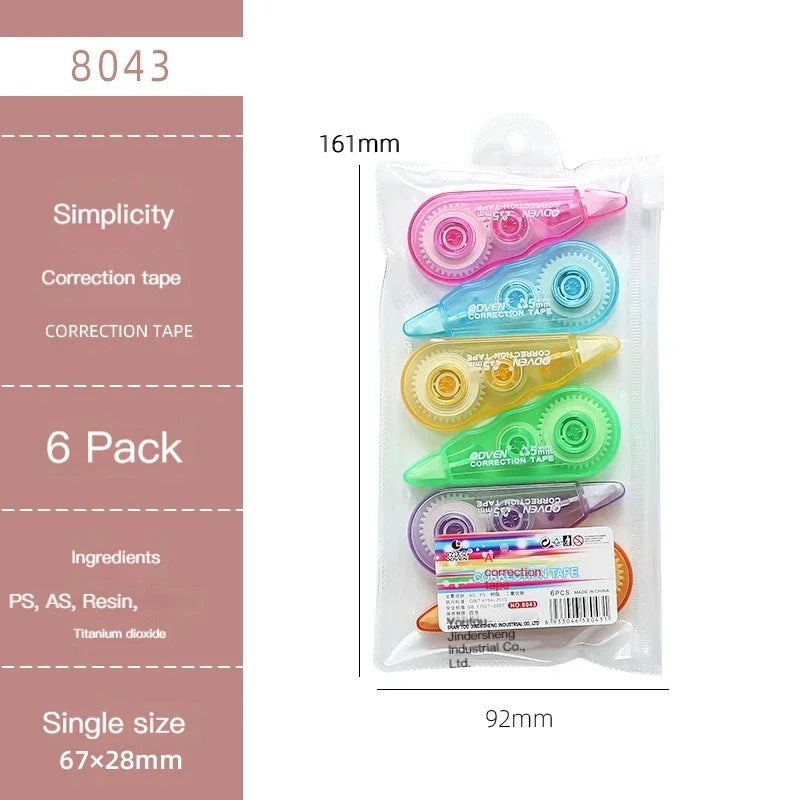 6Pcs/pack Portable Mini Correction Tapes Set childrensterritory