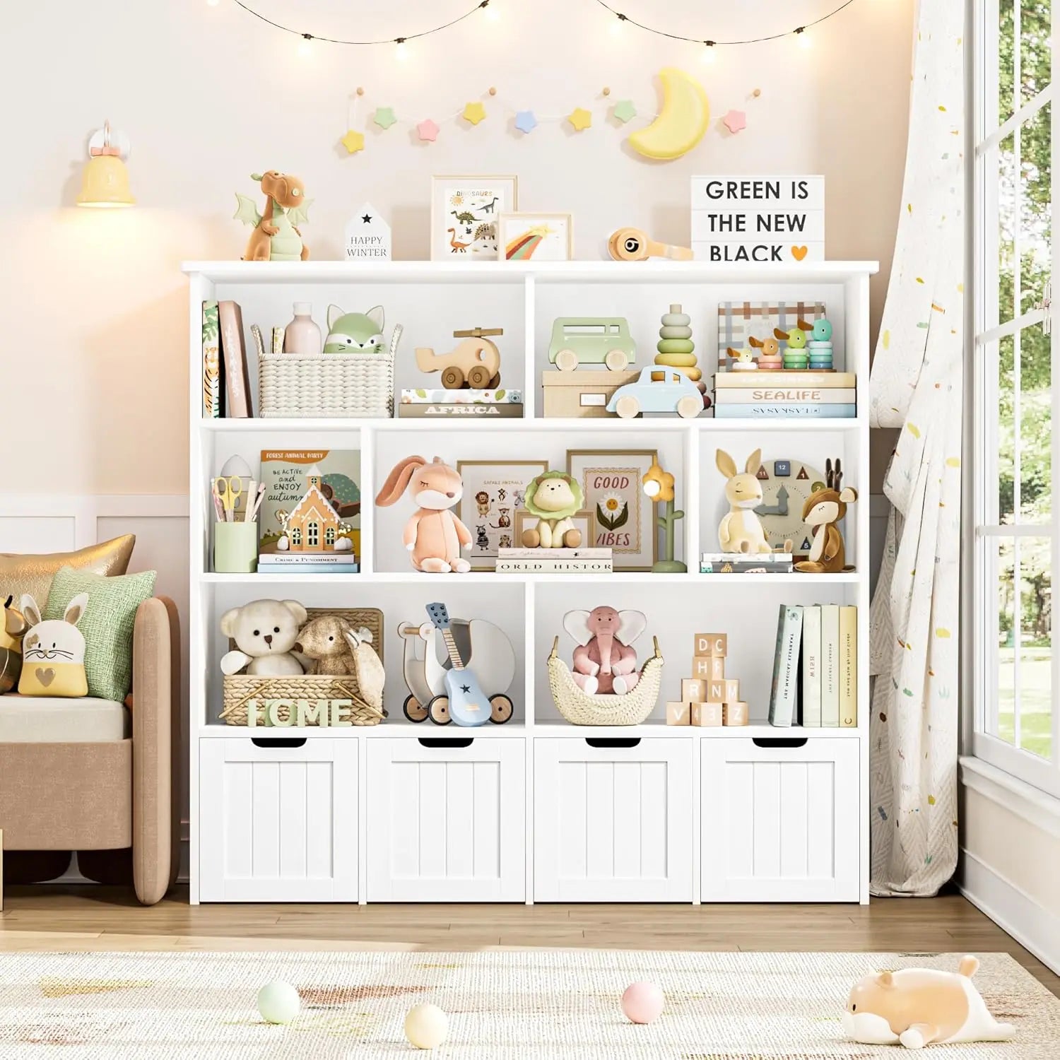 Kids Toy Organization With 4 Removable Drawers and 7 Cubbies