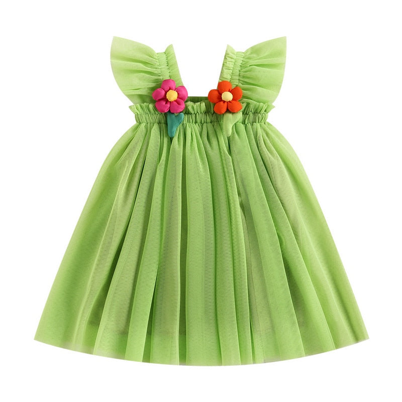 Little Girls Leopard Printed Ruffled Bowknot Party Dress childrensterritory