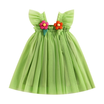 Little Girls Leopard Printed Ruffled Bowknot Party Dress childrensterritory