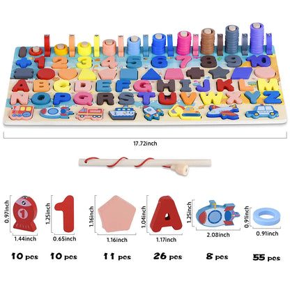 Kids Wooden Numbers Shapes Matching Montessori Toys childrensterritory