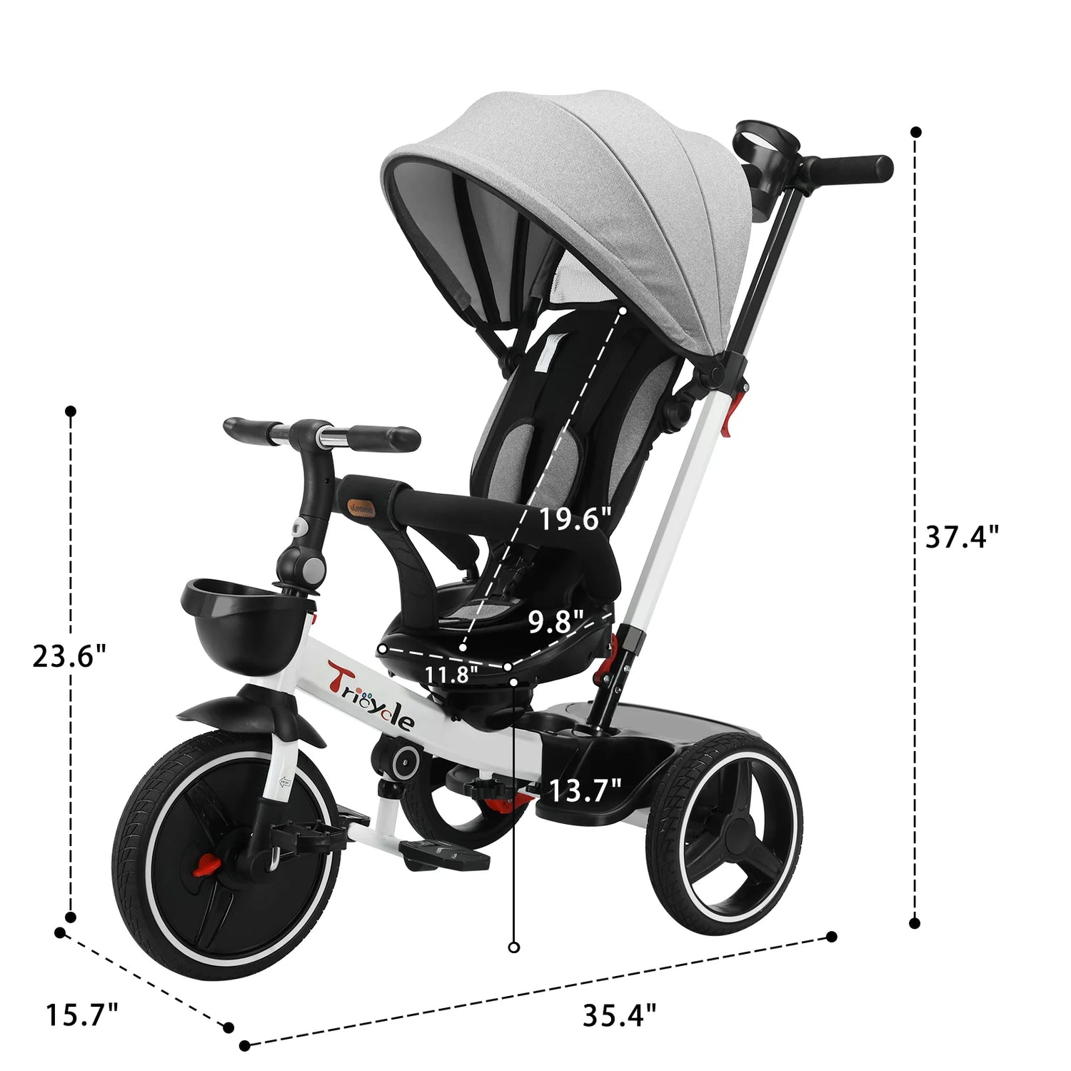 6-in-1 Folding Baby Push Bike with Detachable Guardrail childrensterritory