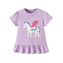 Kids Girls Cartoon Unicorns Design Summer Cotton Tees